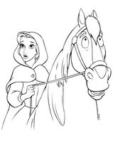 coloriage belle sur le cheval